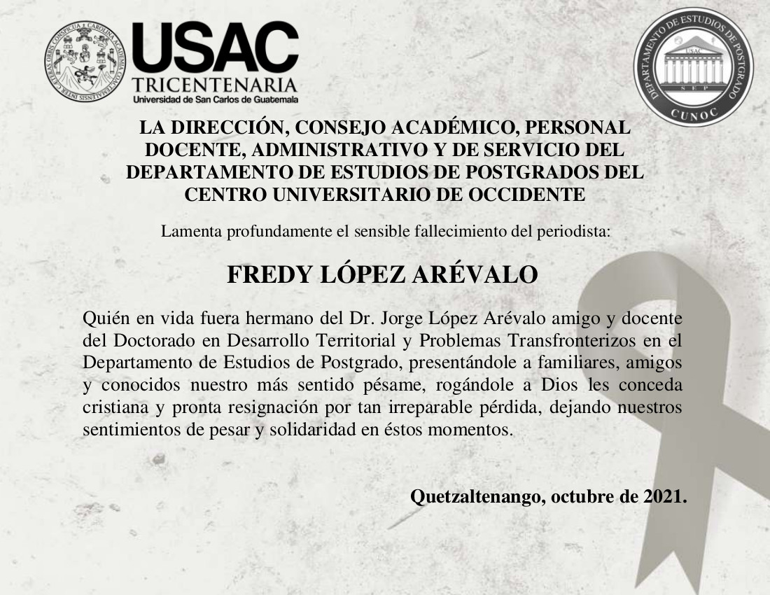 Esquela Fredy López Arévalo