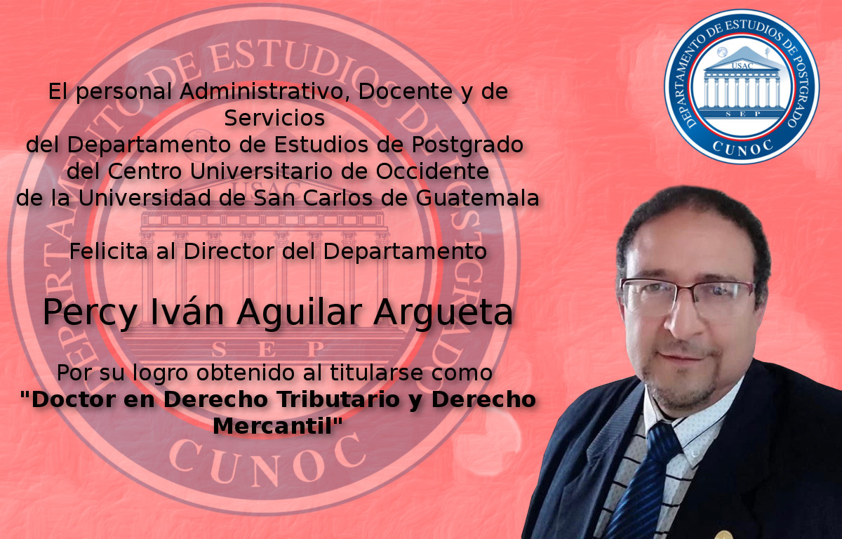 Felicitación al Dr. Percy Aguilar