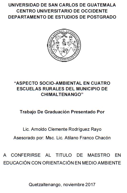 ASPECTO SOCIO-AMBIENTAL EN CUATRO ESCUELAS RURALES DEL MUNICIPIO DE CHIMALTENANGO