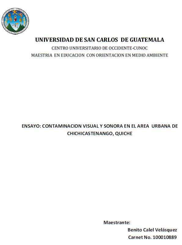 CONTAMINACION VISUAL Y SONORA EN EL AREA URBANA DE CHICHICASTENANGO, QUICHE