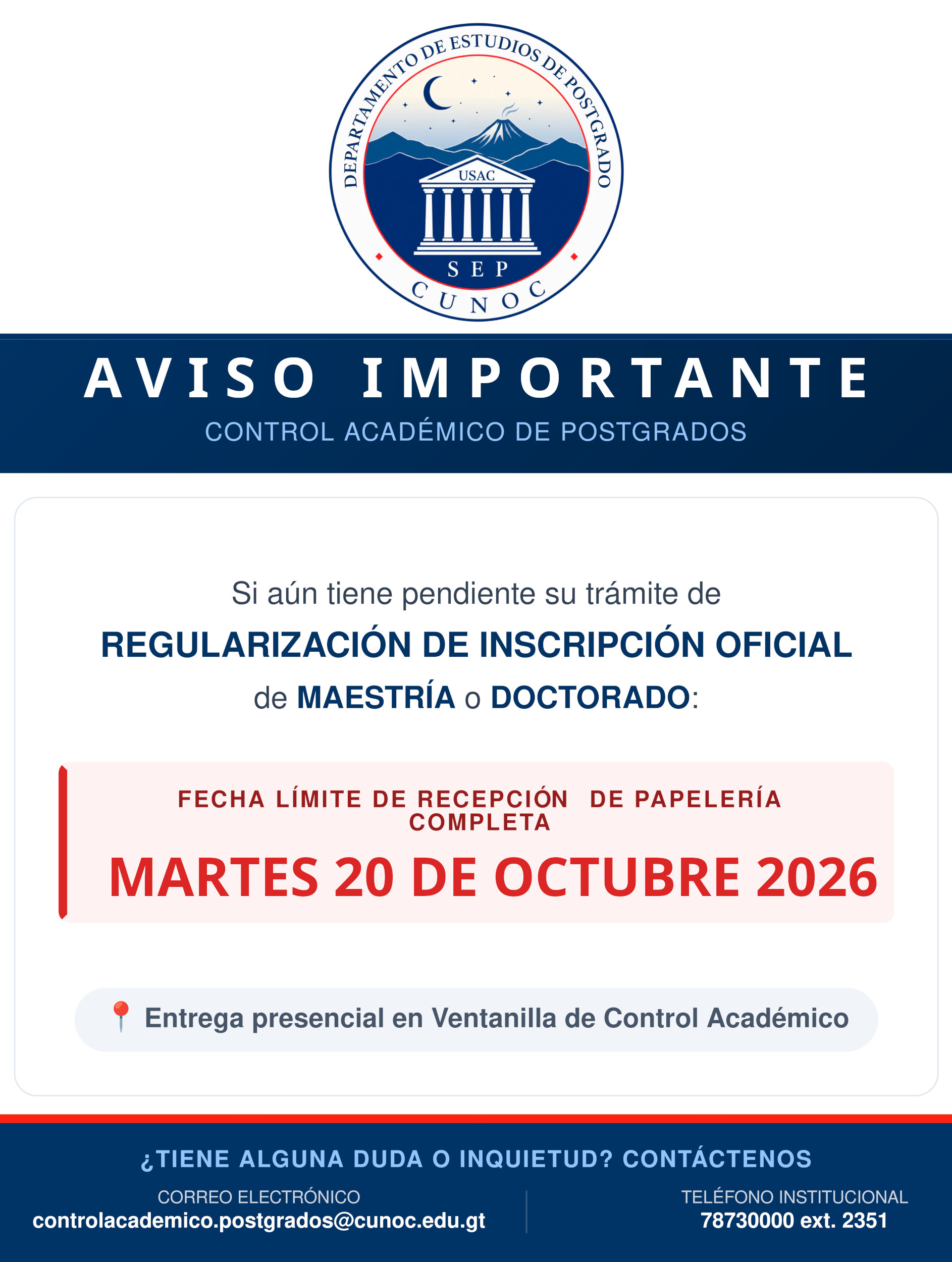 Papelería para Regularización de Inscripciones